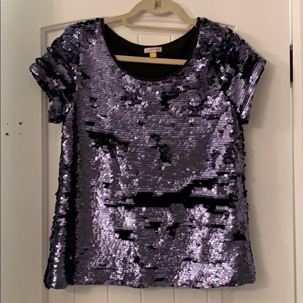 Blue sequin Anthropologie sparkle shirt
